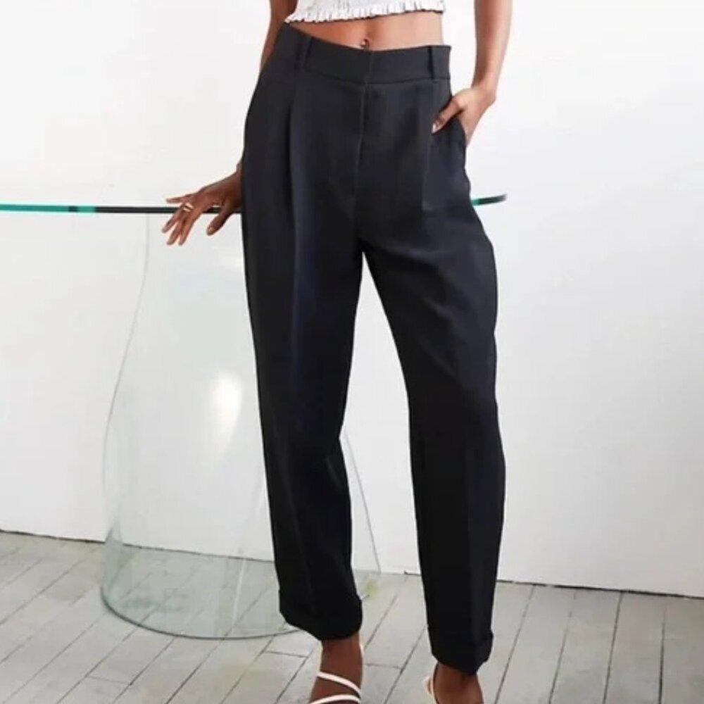 WILFRED Dashwood Crepe High Waisted Pleated Pants | Softly Structured Cuffed | 4